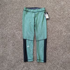 NWT Under Armour Women's S Compression Capri Green/Black Athletic Leggings